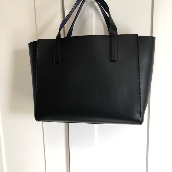 Kate Spade Black & Blue Top Handle Leather Tote Bag - Picture 2 of 16